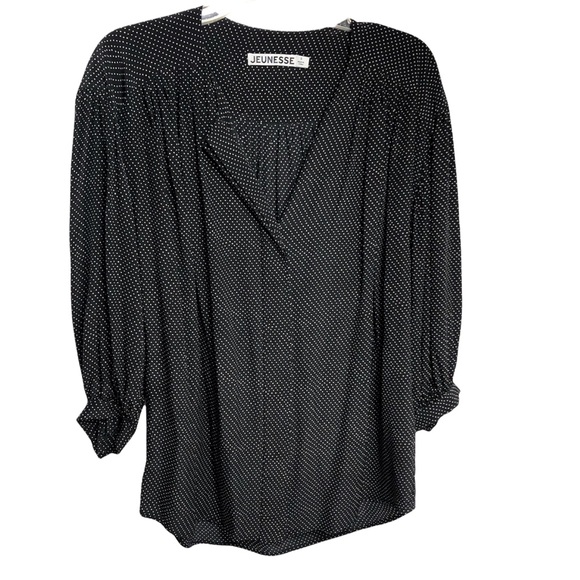 Jeunesse Francoise Poet Blouse Top Women's Silk Black Polka Dot - Picture 1 of 15